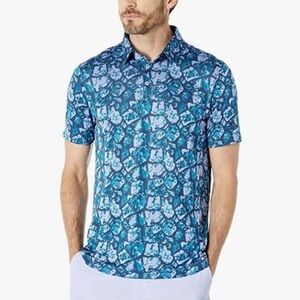 adidas Abstract Blue Purple Golf Polo Shirt Mens Size Small EUC